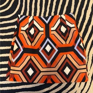 Zara A-Line Skirt in Orange and Black Geometric Print